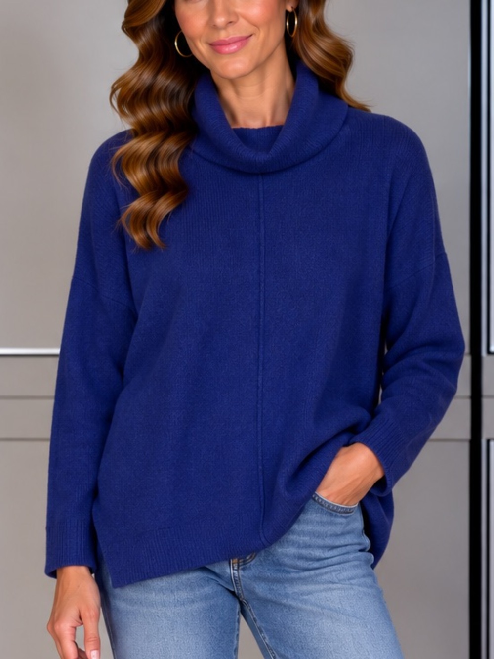 Vintage‎ Kaven Lessly Blue Acrylic Turtleneck Sweater